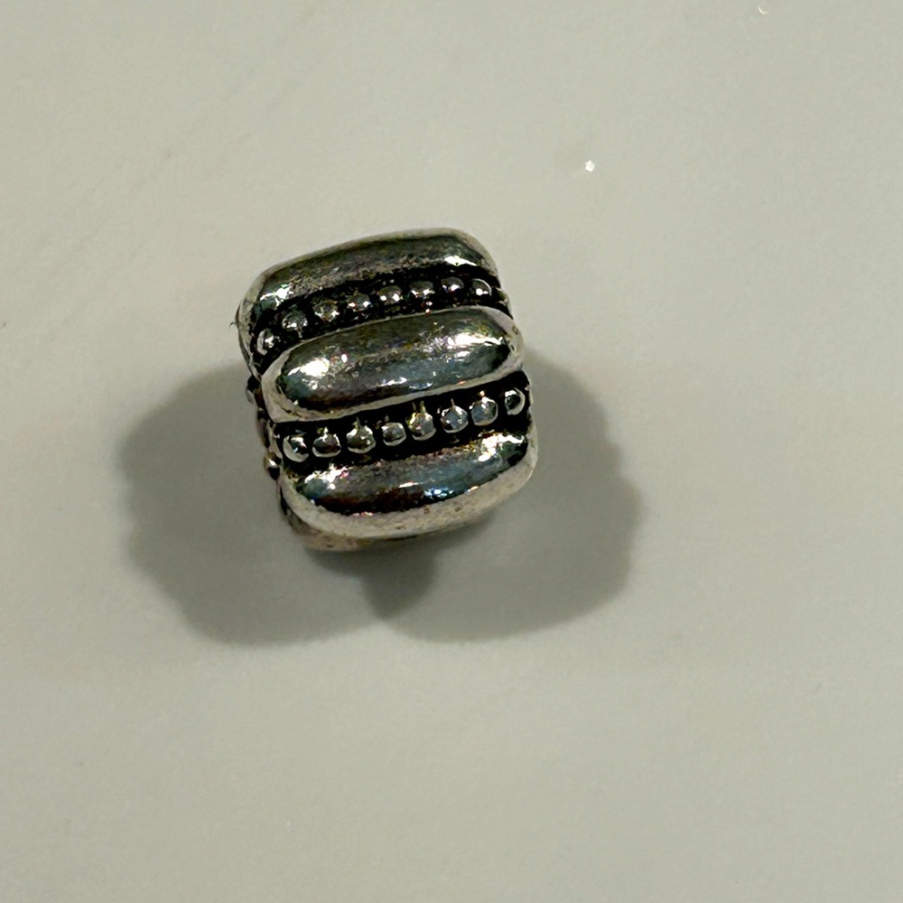 Pandora Sterling Silver Dots and Ridges Clip Charm